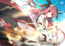 10s 1girl absurdres bare_shoulders date_a_live fire hair_ornament halberd highres itsuka_kotori long_hair looking_at_viewer makadamixa polearm red_eyes red_hair smile solo twintails very_long_hair weapon wide_sleeves rating:Sensitive score:12 user:danbooru