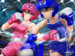 2girls amabox boxing boxing_gloves catfight multiple_girls original tagme