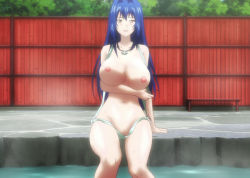 1girl bikini blue_hair blush breasts highres huge_breasts long_hair looking_at_viewer maken-ki! nijou_aki onsen open_mouth screencap slingshot_swimsuit solo stitched swimsuit takami_akio third-party_edit wet rating:Questionable score:84 user:wafflenater