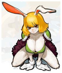  absurdres armor beast_pirates_uniform bikini_armor blonde_hair breasts cape carrot_(one_piece) furry furry_female gloves highres large_breasts one_piece rabbit_ears rabbit_girl zillionaire  rating:Questionable score:35 user:CreditCard