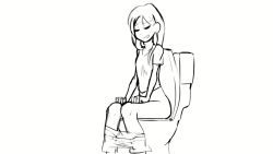 1girl accident animated biku clothes_pull highres messy monochrome panties pants pants_pull panty_pull peeing shirt sketch solo toilet toilet_use underwear video rating:Questionable score:57 user:BaronArgyleSven