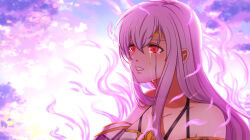  1girl bare_shoulders circlet corruption crying crying_with_eyes_open dark_persona ephikro0810 fire_emblem fire_emblem:_genealogy_of_the_holy_war julia_(fire_emblem) long_hair looking_to_the_side mind_control nintendo purple_hair red_eyes solo tears upper_body 