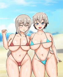  2girls bikini highres multiple_girls poeta_puerco swimsuit tagme uzaki-chan_wa_asobitai! uzaki_hana uzaki_tsuki  rating:Questionable score:11 user:waifulovemaster4000