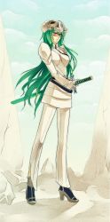 bleach green_hair high_heels long_hair long_image nelliel_tu_odelschwanck shoes sword tall_image weapon rating:Sensitive score:15 user:twilight_jester