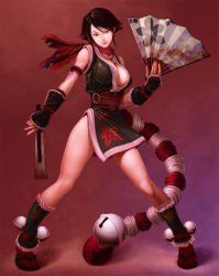 alternate_costume alternate_hairstyle andrew_hibner armband black_hair breasts cleavage dual_wielding folded_fan folding_fan gloves hand_fan highres holding japanese_clothes large_breasts lipstick makeup ninja recolor red_eyes scarf shiranui_mai short_hair simple_background snk stanley_lau the_king_of_fighters rating:Questionable score:23 user:danbooru