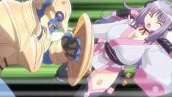  1girl animated armor ass attack blush breasts goblin goblin_male goblin_no_suana highres holding holding_shield holding_sword holding_weapon huge_breasts japanese_clothes katana on_ground outdoors samurai sayuki_(goblin_no_suana) shield sound sword tagme video weapon  rating:Questionable score:25 user:Some_thingy