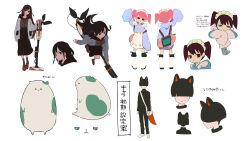 1boy 2girls :&lt; absurdres animal animal_ears apron asymmetrical_bangs bag black_collar black_hair black_ribbon black_skirt blue_hoodie boots bow bowl_cut bowtie braid broom broom_riding brown_footwear brown_hair closed_mouth collar commentary commentary_request concept_art controller covered_eyes creature deformed facing_back facing_viewer gakuran game_controller green_eyes green_ribbon grey_shirt grey_socks hairband handheld_game_console highres holding holding_vacuum_cleaner hood hoodie kukka long_skirt long_sleeves looking_at_viewer maid_apron maid_headdress multiple_girls neck_ribbon nervous orange_tail original oversized_clothes oversized_object parted_lips pink_hair playstation_portable pleated_skirt red_hair red_pupils red_ribbon ribbon riding school_bag school_uniform shirt shoes shoulder_bag skirt socks standing straight_hair sweat sweatdrop tail translated twintails vacuum_cleaner white_footwear white_ribbon wind