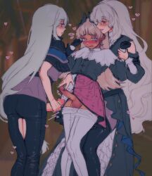  3girls arknights black_dress black_gloves black_nails black_pantyhose blush breasts clothes_pull clothing_cutout dress erection feet_out_of_frame fff_threesome flying_sweatdrops futa_with_futa futanari futanari_masturbation gloves grey_hair grey_shirt group_sex head_wings heart highres holding_another&#039;s_wrist indoors irene_(arknights) large_penis long_hair long_sleeves masturbation multicolored_clothes multicolored_dress multiple_girls no_headwear open_mouth orz_(kagewaka) pantyhose pantyhose_pull penis penis_out pink_dress reach-around red_eyes scar scar_on_face shirt skadi_(arknights) small_breasts specter_(arknights) sweatdrop testicles thigh_cutout threesome uncensored very_long_hair white_dress white_pantyhose wings  rating:Explicit score:128 user:danbooru