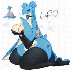  1girl absurdres bare_hips bare_shoulders black_choker black_dress black_eyes black_thighhighs blue_hair blue_skin breasts choker cleavage colored_skin creatures_(company) dress fins fish_girl furry furry_female game_freak gen_1_pokemon highres horns lapras large_breasts long_hair looking_at_viewer nintendo pokemon pokemon_(creature) single_horn smile spiked_choker spikes thick_thighs thighhighs thighs togetoge very_long_hair wide_hips  rating:Sensitive score:18 user:Zbidiboui