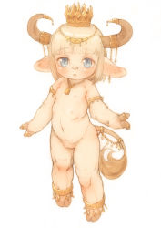 1girl animal_ears anklet blonde_hair blue_eyes cleft_of_venus cow_ears cow_tail extra_breasts feral_lemma flat_chest furry furry_female highres hooves horns jewelry loli multi_nipples navel nipples nude original pussy ring sheep_ears short_hair solo tail uncensored rating:Explicit score:126 user:danbooru