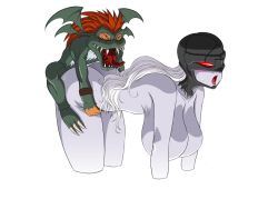 all_fours bent_over breasts digimon digimon_adventure interspecies ladydevimon lento_(glamour_works) long_hair monster nude red_eyes sex vaginal  rating:Explicit score:54 user:Luiselguay