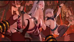  6+girls aeri_(closers) alternate_costume anal anal_object_insertion ass bai_winchester black_dress black_garter_straps black_hair black_thighhighs blonde_hair braid breast_sucking breasts breasts_out chain character_request china_dress chinese_clothes closers demon dildo double_bun double_penetration dress flat_chest garter_straps green_dress green_eyes hair_bun hanging_breasts heterochromia highres holding_another&#039;s_wrist huge_breasts lace lace-trimmed_thighhighs lava levia_(closers) long_hair looking_at_viewer lucy_(closers) mirae_(closers) multiple_girls nipples object_insertion pantyhose pink_eyes pink_hair pointy_ears purple_eyes red_eyes seulbi_lee sex_toy single_braid sleeveless sleeveless_dress spread_legs swd3e2 tentacle_sex tentacles thighhighs thumbs_up torn_clothes torn_pantyhose vaginal very_long_hair white_hair yellow_eyes  rating:Explicit score:15 user:danbooru