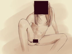  1girl absurdres censored highres identity_censor loli monochrome nude sketch spread_legs  rating:Questionable score:10 user:sugarmint