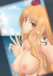  1girl breasts highres large_breasts long_hair nami_(one_piece) nipples one_piece orange_hair solo tattoo  rating:Explicit score:33 user:Muyalpedo2010