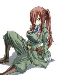 belt boots breasts brown_eyes erza_scarlet fairy_tail gloves large_breasts long_hair mashima_hiro military military_uniform necktie official_art ponytail red_hair uniform rating:Sensitive score:49 user:Locke831
