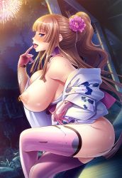 aoi_nagisa_(metalder) breasts highres japanese_clothes kimono koukawa_asuka large_breasts lilith-soft piercing taimanin_(series) taimanin_asagi taimanin_asagi_kessen_arena rating:Explicit score:114 user:Kingslayer7