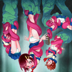 4girls ass clothes_lift feet_out_of_frame feet_together feet_up head_out_of_frame holding_legs kamimaki_tsukami legs_together legs_up loli looking_at_viewer monster multiple_girls panties plant_vore restrained scared school_uniform skirt skirt_lift source_request spread_legs tentacles underwear upside-down upskirt vore white_panties rating:Explicit score:175 user:huzzaman