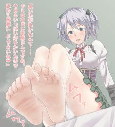 10s 1girl barefoot blush ciel_alencon corset feet foot_focus from_below god_eater god_eater_2:_rage_burst gradient_background green_eyes hair_ribbon licking licking_foot panpa pov ribbon short_hair short_twintails silver_hair sitting smell soles solo steam toe_scrunch toes translation_request twintails upskirt rating:Sensitive score:50 user:danbooru
