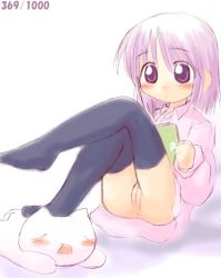 anus blush cleft_of_venus ikkyuu loli mona_(2ch) no_panties pedocats purple_eyes purple_hair pussy simple_background socks source_request thighhighs uncensored rating:Explicit score:17 user:Tom23