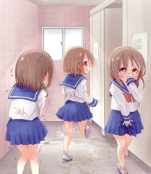  22m 3girls child covering_crotch covering_own_mouth covering_privates have_to_pee knees_together_feet_apart multiple_girls original pee pee_stain peeing peeing_self puddle school school_uniform skirt stain stained_clothes tears toilet wet wet_clothes wet_skirt  rating:Questionable score:70 user:danbooru
