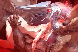 1girl 3boys ass_grab blush breasts chest_hair fellatio girl_on_top grabbing_another&#039;s_hair hair_bobbles hair_ornament head_out_of_frame heart heart-shaped_pupils hetero hoshino_ruri kidou_senkan_nadesico loli long_hair multiple_boys nipples nude oral saliva sex shiny_skin small_breasts sweat symbol-shaped_pupils tears tongue tongue_out twintails wanaata xebec rating:Explicit score:44 user:Domestic_Importer