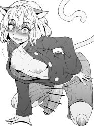  1futa absurdres animal_ears bar_censor breasts cat_ears cat_tail censored collared_shirt drooling futanari highres huge_penis hunter_x_hunter looking_at_viewer makin_tama neferpitou nipples open_clothes open_mouth open_shirt penis pointless_censoring shirt short_hair shorts small_breasts socks solo sweat tail  rating:Explicit score:420 user:hank268