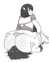 10s 2girls ass ass_focus blush boots deep_skin epaulettes highres hip_focus huge_ass kill_la_kill kiryuuin_satsuki krekkov long_hair looking_back looking_down matoi_ryuuko monochrome multiple_girls naughty_face panties short_hair simple_background sitting sitting_on_face sitting_on_person smile striped_clothes striped_panties thick_eyebrows thick_thighs thigh_boots thigh_grab thighhighs thighs underwear wavy_mouth white_background wide_hips yuri rating:Questionable score:289 user:danbooru