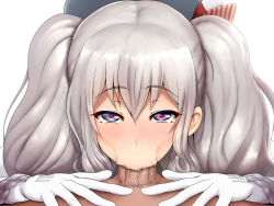 10s 1boy 1girl :&gt;= beret blue_eyes blush c-low erection fellatio frilled_sleeves frills gloves hat heart heart-shaped_pupils hetero kantai_collection kashima_(kancolle) looking_at_viewer oral penis pov saliva silver_hair symbol-shaped_pupils twintails uncensored wavy_hair rating:Explicit score:104 user:Cashy