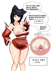 1girl aftersex ahri_(league_of_legends) animal_ears areola_slip artist_request bare_shoulders black_eyes black_hair breasts collarbone cross-section cum cum_in_pussy cum_plugged dress female_focus hand_on_own_hip highres huge_breasts korean_text large_areolae league_of_legends long_hair looking_at_viewer nipple_slip nipples object_insertion pacifier peachbitch pointing pointing_at_viewer simple_background solo speech_bubble thighs translation_request uterus vaginal vaginal_object_insertion white_background x-ray rating:Explicit score:126 user:POLTATO