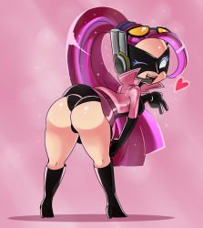 1girl ass eric_lowery female_focus gradient_background heart huge_ass mask one_eye_closed pink_hair ponytail solo the_wonderful_101 v wink wonder_pink rating:Questionable score:93 user:Juni221