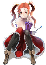 1girl bare_shoulders breasts butcha-u cleavage dragon_quest dragon_quest_viii female_focus hair_between_eyes highres jessica_albert large_breasts orange_hair pantyhose simple_background solo twintails wavy_hair white_background rating:Sensitive score:42 user:jojosstand