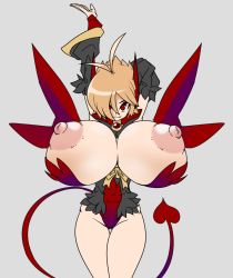  1girl blonde_hair breasts breasts_out bursting_breasts disgaea gigantic_breasts highres huge_areola large_areolae large_nipples lewdreaper looking_at_viewer nipples solo tagme  rating:Explicit score:10 user:xbxbfz