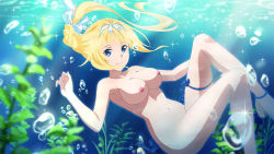 1girl air_bubble alice_zuberg armpits blonde_hair blue_eyes breasts bubble completely_nude high_heels navel nipples nude nude_filter plant skinny_dipping smile sword_art_online sword_art_online:_alicization third-party_edit underwater water rating:Explicit score:55 user:shelly69