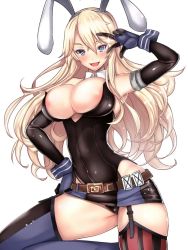 +_+ 10s 1girl animal_ears areola_slip black_one-piece_swimsuit black_thighhighs blonde_hair blue_eyes breasts elbow_gloves garter_straps gloves iowa_(kancolle) kantai_collection large_breasts long_hair looking_at_viewer microskirt one-piece_swimsuit rabbit_ears shiny_clothes skirt solo swimsuit thighhighs untue rating:Questionable score:53 user:danbooru