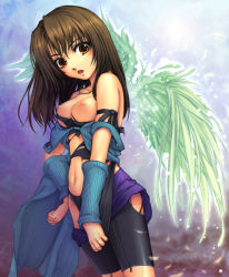 1990s_(style) 1girl breasts eyebrows final_fantasy final_fantasy_viii medium_breasts navel rinoa_heartilly solo torn_clothes wings yoko_juusuke rating:Questionable score:23 user:omar-007