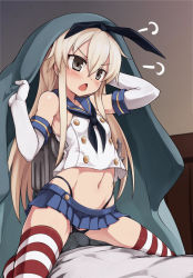 &gt;:o 10s 1boy 1girl :o anchor anchor_hair_ornament bare_shoulders black_eyes black_panties blonde_hair blush breasts bulge chestnut_mouth elbow_gloves erection erection_under_clothes girl_on_top gloves grinding grinding_over_clothes hair_ornament hairband hetero highleg highleg_panties kantai_collection long_hair navel null_(nyanpyoun) open_mouth panties personification petite shimakaze_(kancolle) skirt small_breasts solo_focus straddling striped_clothes striped_thighhighs teasing thighhighs underwear v-shaped_eyebrows white_gloves rating:Questionable score:254 user:danbooru