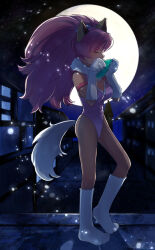 1girl animal_ears arm_strap breasts cat_ears cat_tail cleavage cleavage_cutout clenched_hand closed_mouth clothing_cutout commission full_body heart_cutout highres instrument large_breasts leotard long_hair medium_breasts ocarina perisie_(star_ocean) pink_hair pink_leotard skeb_commission solo star_ocean star_ocean_first_departure tail tori_ririisu