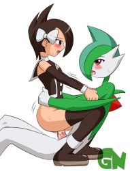  00s 1boy 1girl blue_eyes bottomless creatures_(company) cum cum_in_pussy eye_contact gallade game_freak gen_4_pokemon girl_on_top green-ninja hetero looking_at_another marley_(pokemon) nintendo pokemon pokemon_(creature) pokemon_dppt red_eyes sex straddling sweat thighhighs upright_straddle vaginal  rating:Explicit score:54 user:Imawesome9812