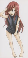 1girl barefoot child erza_scarlet fairy_tail feet hair_over_one_eye mashima_hiro official_art red_hair tattoo toes aged_down rating:Sensitive score:110 user:Locke831