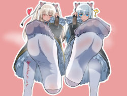 2girls animal_ears aqua_eyes blue_hair blush cat_ears feet foot_focus highres light_blue_hair long_hair looking_at_viewer multiple_girls nora_cat nora_cat_channel open_mouth pantyhose pov red_eyes see-through see-through_legwear shoes silver_hair single_shoe smile soles steam toes twintails unworn_shoes virtual_youtuber rating:Sensitive score:32 user:ssfl
