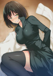  1girl arms_behind_back bad_id bad_pixiv_id bdsm black_hair black_thighhighs blush bondage bound bound_wrists breasts cccpo clenched_teeth coat female_focus fubuki_(one-punch_man) fur_coat green_eyes highres large_breasts looking_at_viewer one-punch_man short_hair solo teeth thighhighs zettai_ryouiki  rating:Questionable score:68 user:danbooru