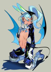  1boy boots gloves heart_maebari heart_pasties high_heel_boots high_heels highres latex maebari meme_attire navel pasties piercing reverse_bunnysuit reverse_outfit solo thigh_boots trap  rating:Explicit score:30 user:F2SWAA2F1FW6