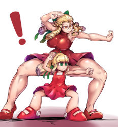  ! 2girls :&lt; alternate_color alternate_costume armpits blonde_hair breasts capcom clenched_hand company_connection crossover dress drill_hair fighting_stance flat_chest green_eyes hair_ribbon kanzuki_karin large_breasts multiple_girls player_2 ponytail red_dress redchicken ribbon mega_man_(series) mega_man_(classic) roll_(mega_man) short_dress sleeveless sleeveless_dress spread_legs street_fighter street_fighter_v thick_thighs thighs toned yellow_eyes  rating:Sensitive score:49 user:danbooru