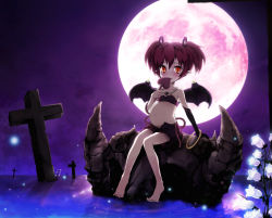  artist_request barefoot bat_wings blush bracelet cross demon_tail disgaea elbow_gloves etna_(disgaea) feet flower gloves highres jewelry loli moon navel necklace night pregnant red_eyes red_hair shorts skull source_request tail third-party_edit toes twintails wings  rating:Questionable score:53 user:tiredpro