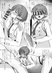  ! 1boy 1girl absurdres aoi_(blue_archive) bar_censor belt blue_archive blush breasts censored closed_eyes collared_shirt comic cropped_jacket earclip erection fellatio gloves halo heavy_breathing hetero highres imminent_fellatio large_penis licking licking_penis long_hair long_sleeves looking_at_penis medium_breasts mole mole_under_eye monochrome motion_lines nude open_mouth oral penis penis_awe penis_on_face penis_over_eyes penis_shadow pointy_ears putama sensei_(blue_archive) shirt short_hair solo_focus sweat translation_request uniform  rating:Explicit score:135 user:danbooru