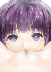  2girls close-up commentary_request cunnilingus female_pov female_pubic_hair fern_(sousou_no_frieren) frieren ishikei looking_at_viewer multiple_girls oral paid_reward_available pov pubic_hair purple_eyes purple_hair pussy simple_background sousou_no_frieren steaming_body sweat white_background yuri  rating:Explicit score:276 user:danbooru
