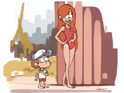  1boy 1girl brown_hair darren_geers dipper_pines freckles gravity_falls lifeguard one-piece_swimsuit red_hair red_one-piece_swimsuit red_swim_trunks shirt simple_background swimsuit tan tanline tanline_peek wendy_corduroy whistle whistle_around_neck white_shirt  rating:Sensitive score:8 user:thereallegend123