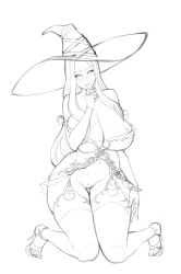 1girl absurdres breasts cleavage dragon&#039;s_crown garter_straps greyscale hat high_heels highres huge_breasts kneeling lips lm_(legoman) long_hair long_legs md5_mismatch monochrome nightgown nipple_slip nipples no_panties pussy resized resolution_mismatch sagging_breasts sketch solo sorceress_(dragon&#039;s_crown) source_smaller stiletto_heels thigh_gap thighhighs thighs toes uncensored upscaled wide_hips witch_hat rating:Explicit score:88 user:danbooru