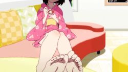 10s 1girl animated animated_gif araragi_tsukihi barefoot feet monogatari_(series) nisemonogatari soles toes  rating:Sensitive score:106 user:Cloudx_v3