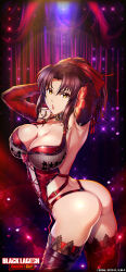  1girl ass black_lagoon black_lagoon:_heaven&#039;s_shot breasts cleavage large_breasts official_art ponytail revy_(black_lagoon) solo 